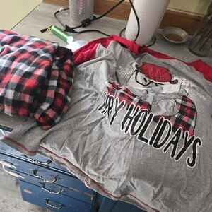 Cozy Holiday Pajama Set - Red and Gray